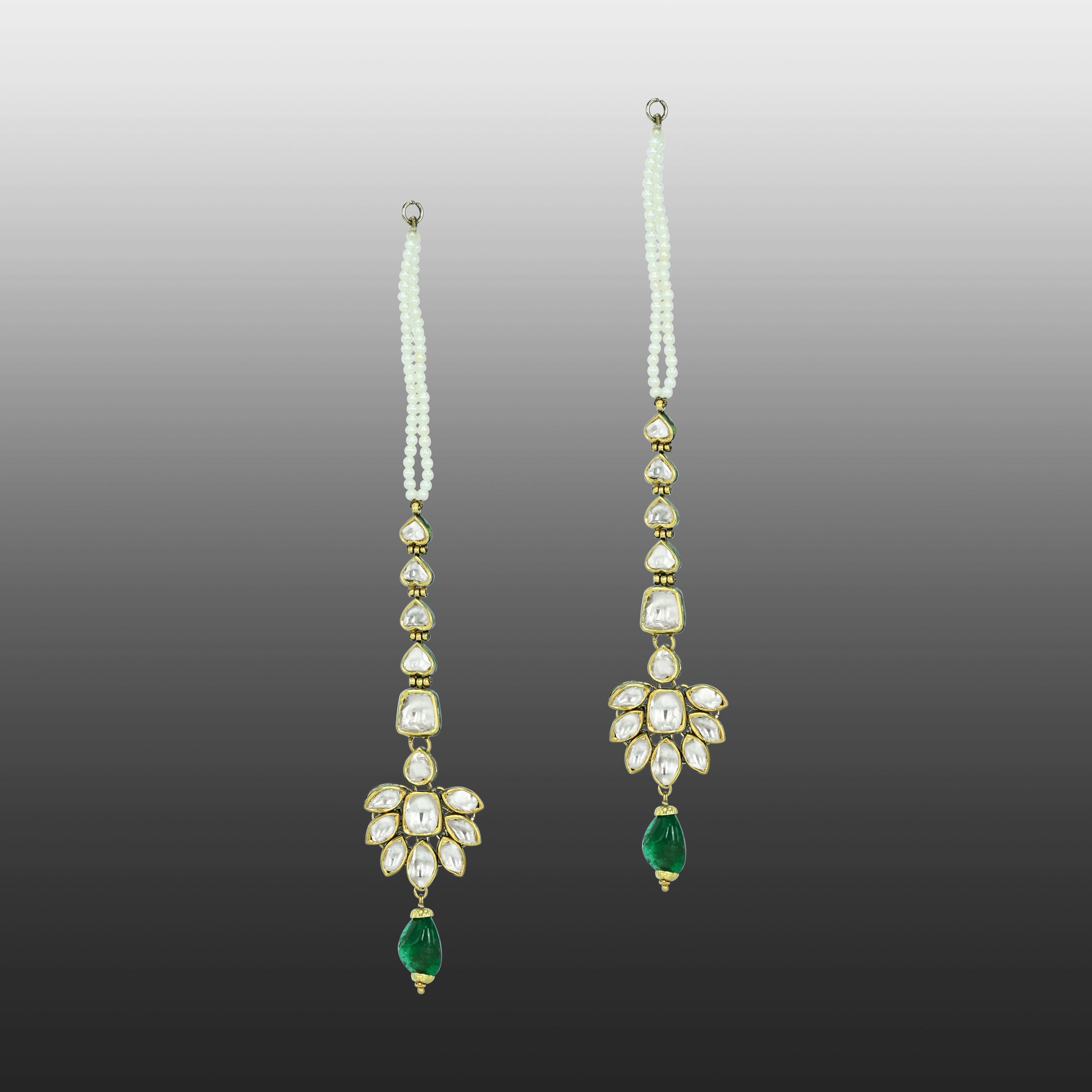 Layered Polki Necklace Set with Emerald Pendant and Kanoti Earrings